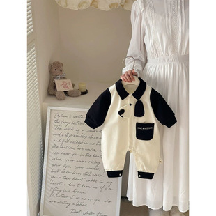 2025 Spring New Baby Clothes Cute Cartoon 0-2 Years Old Boys' Long Sleeve Boys' One-piece Clothes Spring Climbing Clothes 1