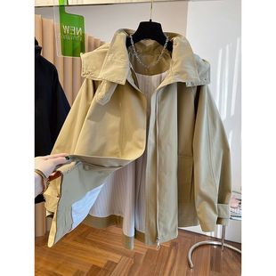 plus size 2025 New High-end Western-style British Style Cape Style Loose Casual Hooded Coat Women's Spring and Autumn Coat