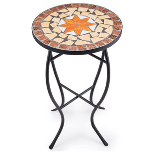 Mosaic Side Table Plant Stand Ceramic Tile Top Indoor and Outdoor Decorative Table Coffee Table Home Decoration