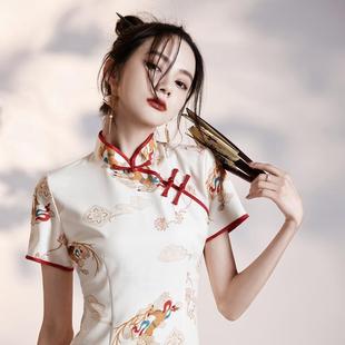 Нежное стильное платье Cheongsam улучшенное летнее молодое платье в китайском стиле рыбий хвост с разрезом Женская Летняя мода