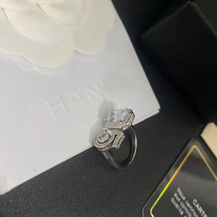 Xiao Xiang COCO Home No.5 Retro Internet Celebrity ins Style Silver Full Diamond Ring Daily Joker Convenient Opening Adjustable