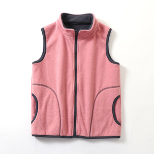 Children's Vest Fleece Thickened Spring and Autumn Children's Vest Velvet Warm Boys' and Girls' Waistcoat Zipper Shirt