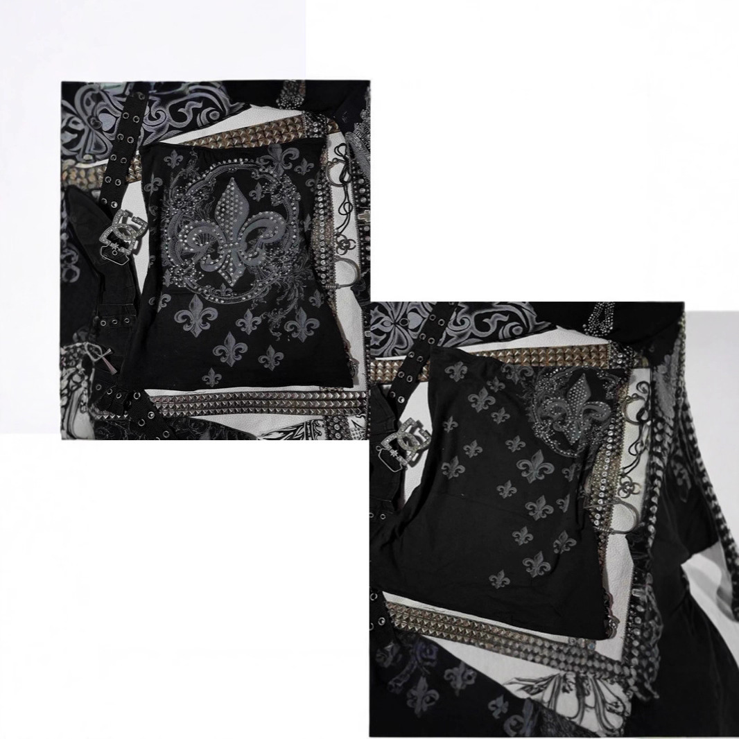 Summer European and American Women's Clothing Cross Print Hot Diamond Slim Fit Chest-Wrapped Vest Sexy Gothic Top Y2K