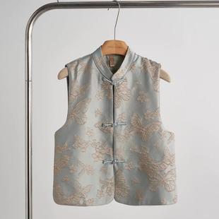 high quality Age-reducing Middle-aged Women's Butterfly Embroidered Chinese Vest Spring and Autumn New Elegant Buckle National Style Sleeveless Vest