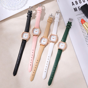 New cross-border square fashion simple watch women's wholesale PU strap small dial digital scale watch women's watch