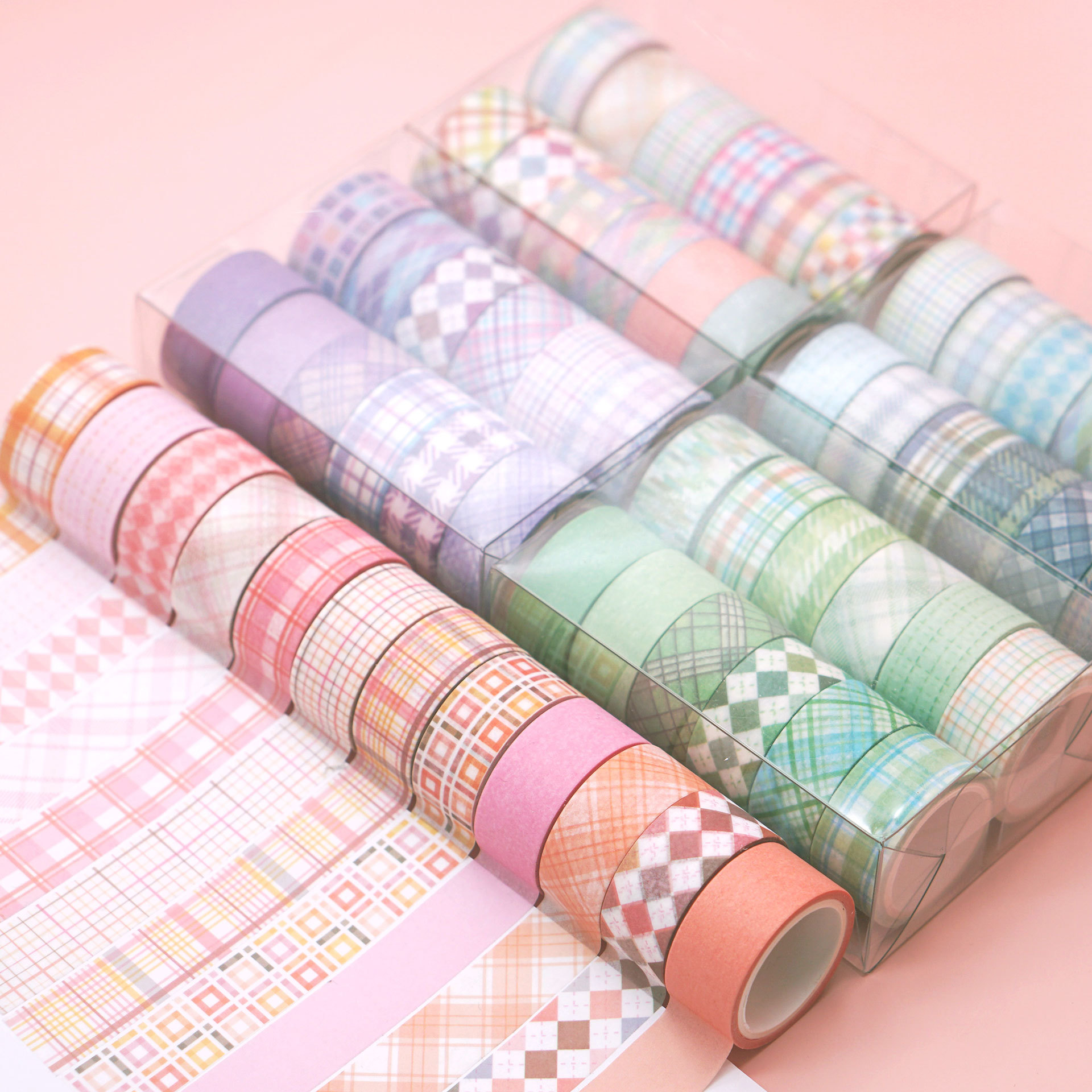 12 rolls boxed/plaid and paper tape suit plaid ins hand account decorative tape diy material sticker 3 meters