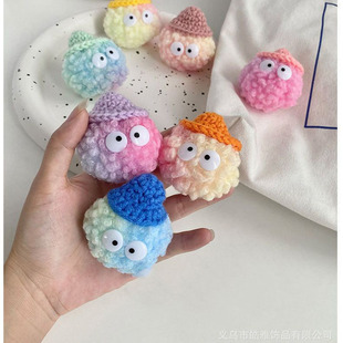 Colorful Little Fur Ball Elf Doll Cartoon Brooch Female Cute Couple Style Best Friend Plush Brooch Stall Small Commodity