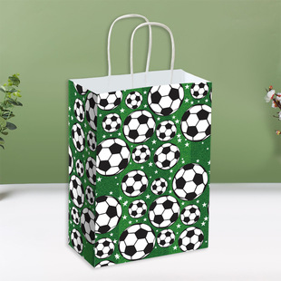 Cross-border Football Theme Gift Bag Sports Style Portable Kraft Paper Bag World Cup European Cup Hand Gift Packaging Bag