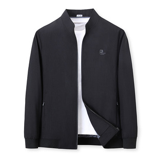2024 Men's Casual Jacket Spring and Autumn New Striped Business Men's Wear Young and Middle-aged Litched Collar Dad Jacket