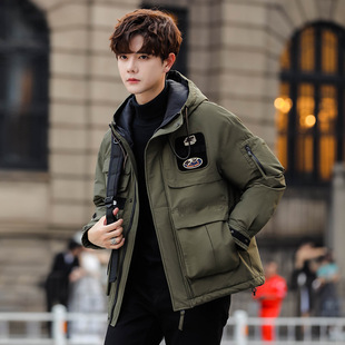 2023 Winter new men's men's clothing owner style hooded workwear casual loose youth down jacket jacket top
