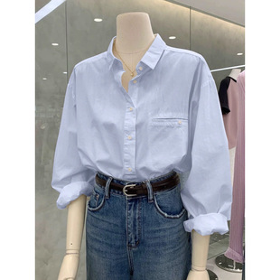 in stock 2025 Spring New Long-sleeved White Shirt Women's Design Sense Niche Loose Casual Career Shirt