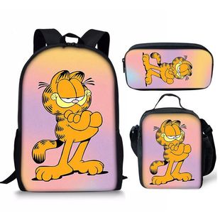 Cross-border Quick-release Garfield Garfield Schoolbag for Primary School Students Three-piece Children's Backpack Pencil Bag Backpack