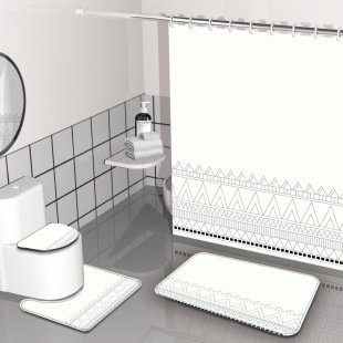Bomi geometric digital printing shower curtain cross-border polyester waterproof and mildew-proof bathroom curtain wholesale pictures can be customized