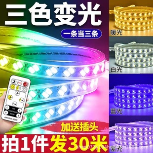 5730 three-color dimming flexible indoor and outdoor rainproof high pressure super bright double-row colorful all-copper remote control led strip