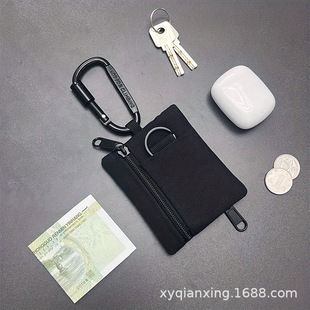 Manufacturer Customized Canvas Cosmetics Bag Small Id Coin Cosmetics Bag Portable Carabiner Bag