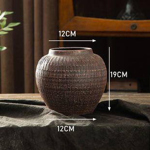 Handmade Retro Coarse Pottery Vase Flower Pot with Dried Flowers Hydroponic Flower Cultivation Breathable Earthenware Pot