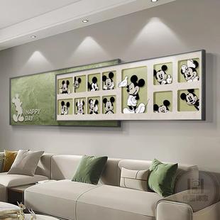 Silent Wind Mickey Living Room Decorative Painting Creative Cartoon Sofa Background Wall Hanging Painting Large Overlapping Push-pull Mural Painting