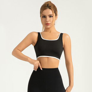 Cross-border area high-elastic color matching trim sports vest bra-free accessory milk anti-shock yoga vest