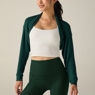 Cross-border Autumn and Winter New Shawl T-shirt Dual-purpose Multi-functional Top Naked Yoga Clothing Women's Running Fitness Long Sleeve