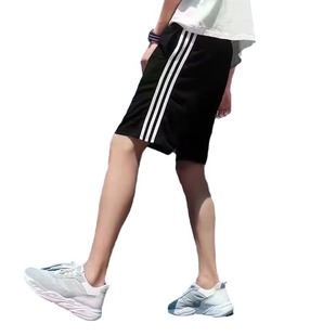 Summer men's and women's short-sleeved T-shirt three bars ice silk crew neck thin breathable sports shorts quick-drying clothes suit