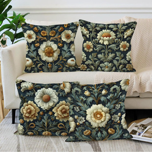 2025 flower super soft pillow cover cross-border living room sofa pillow cover ethnic wind window decorative cushion cover wholesale