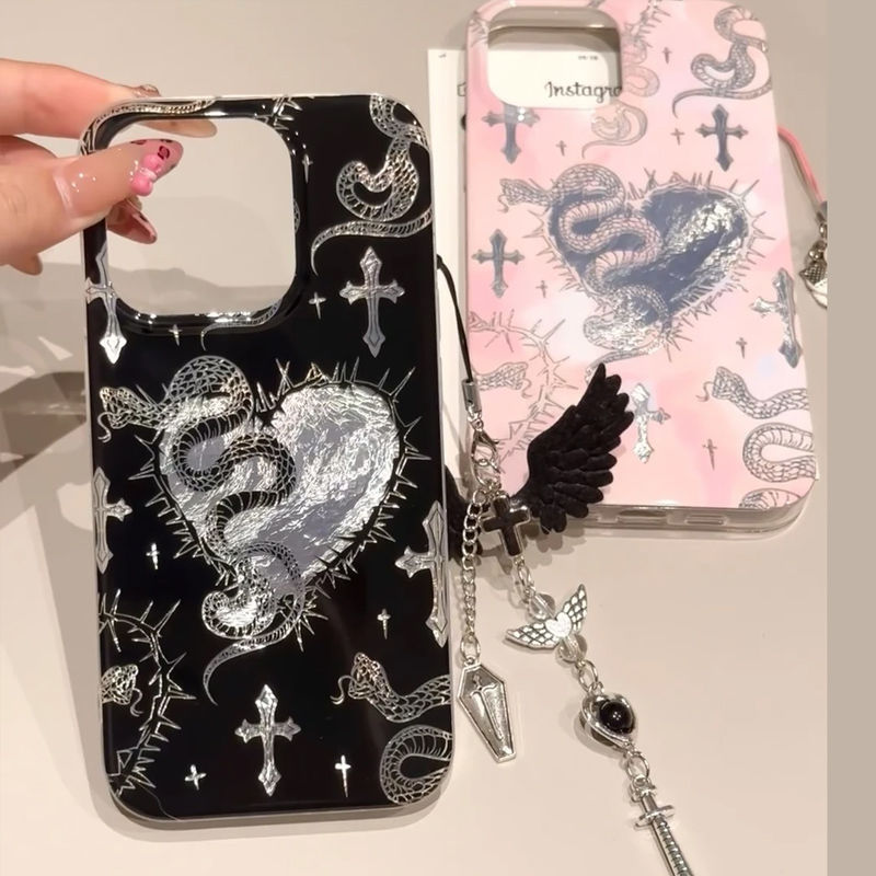 Dark-style cross snake Y2K millennial style sweet and spicy wings Guli chain Guli book pendant card album hanging rope ornaments ins