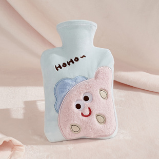 Plush Cloth Set Embroidered Warm Water Bag PVC Water Injection Explosion-proof Hot Water Bag Removable and Washable Warm Belly Warm Handbag Winter Warming