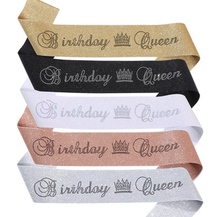 New fashion glitter satin rhinestone etiquette belt birthday queen birthday shoulder belt ribbon