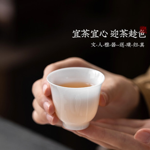 Dehua white porcelain ice seed teacup master cup suet jade kung fu tea tasting cup ceramic small teacup high-grade single cup wholesale