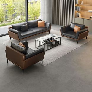 Office Sofa Coffee Table Combination Simple Modern Business Meeting and Negotiation Sofa Reception Room Three-person Set