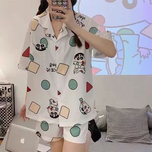 Ice Silk Pajamas Women's Summer Cardigan New Arrival Butterfly Short-Sleeved Shorts Ins Cool Sense Women's Home Clothes suit Summer