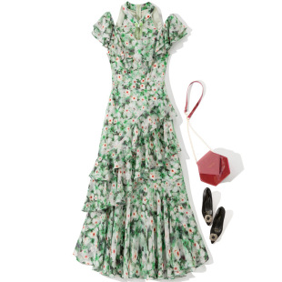 L6812 New Arrival Fashion Chinese Style Style Vertical Collar Buckle Printed Dress for Spring and Summer 2024
