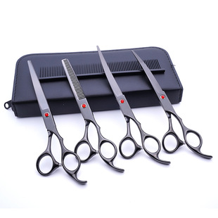 Factory Direct supply pet beauty scissors set flat scissors upper curved cat and dog beauty Barber scissors pet scissors
