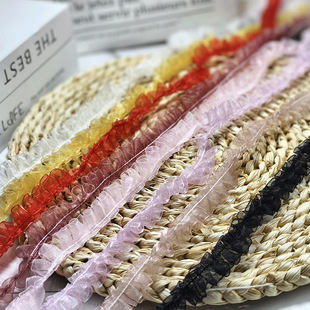 in stock 1.5cm Transparent Snow Yarn Belt Lace Garment Accessories Ribbon Hair Accessories Pleated Handmade Bow Ribbon