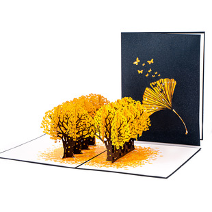 Factory supply Valentine's Day greeting cards autumn ginkgo tree creative 3d card birthday wedding blessing card