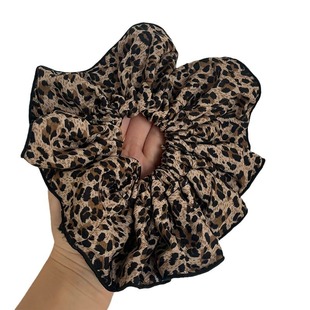 Vintage Spice Girl Leopard Large Intestine Hair Loop Female Elegant Fluffy Large Size Hair Strap Hair Rope Low Horsetail Hair Rope