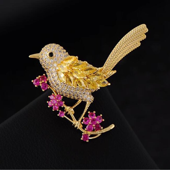 Happy Eyebrows Chinese Style Cute Magpie Bird Brooch Women's High-End Sparkling Diamond Luxury Exquisite Clothing Corsage Accessories