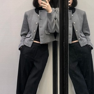 Foreign Trade Cross-border 2024 Autumn ZR Fashion Long Sleeve Small Chanel Style Metal Button Casual Suit Short Jacket 3046255