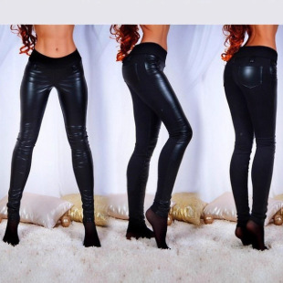 2022 AliExpress wish new mid-waist women's skinny stretch pants slim leggings plus size women's leather pants trousers