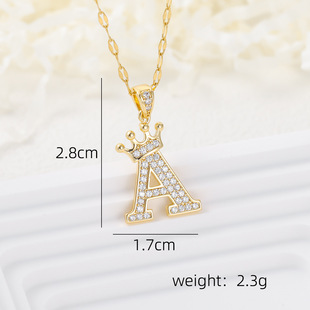 Amazon Hot-selling Zircon Letter Necklace Female Temperament All-match English 26 English Letter Pendant Collarbone Chain Accessories
