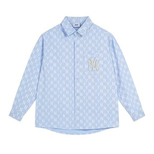 25ss Summer New Korean Style Trendy Brand NY Full Print Old Flower Shirt Button Casual Loose Men's and Women's Coat
