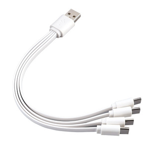 2A flat TYPE-C4 one multifunctional fast charging line 20cm one-drag noodle charging line one-out four power supply wiring