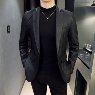 Leather Men's Autumn Suit Jacket Men's 2024 New Lapel Leather Motorcycle Slim Fit PU Leather Jacket Jacket for Men