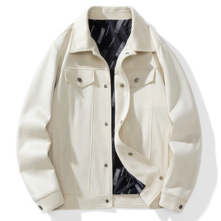 Autumn 2024 New Fashion Youth All-match Business Casual Jacket Men's Deerskin Velvet Lapel Jacket Men's