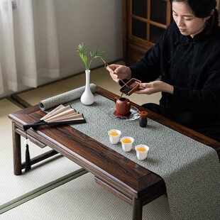 Yishu Tea Words Fabric Tea Mat Table Runner Chinese Zen Style Waterproof Tea Mat Cushion Heat Insulation Tea Table Cushion Tea Ceremony Accessories