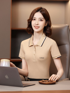 Summer Double yarn polo shirt T-shirt custom work clothes printed logo office management short sleeve t-shirt work clothes