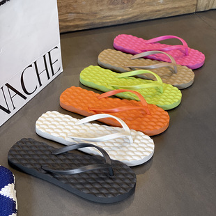 Casual Beach Sandals for Women New Summer Couple Pure Color Flip-flops for Men 2024 New Outer Wear Soft-soled Sandals