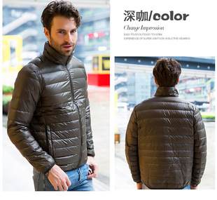 Off-season lightweight down cotton-padded jacket men's stand collar plus size youth thin slim short men's jacket