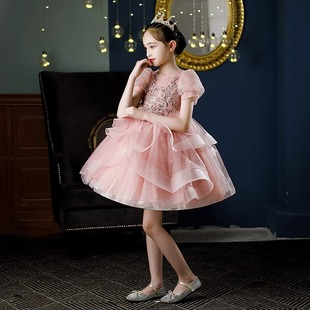 Girls' Dress Princess Dress Light Luxury Niche High-end Piano Performance Children's Show Host Western Style Performance Dress for Summer