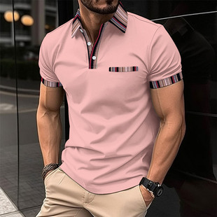 AliExpress eBay Amazon мужской отворот случайный поддельный карманный с короткими рукавами POLO воротник рубашки классный красивый